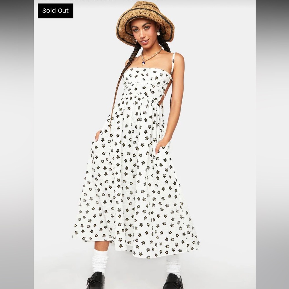 For Love and Lemons White floral backless dress